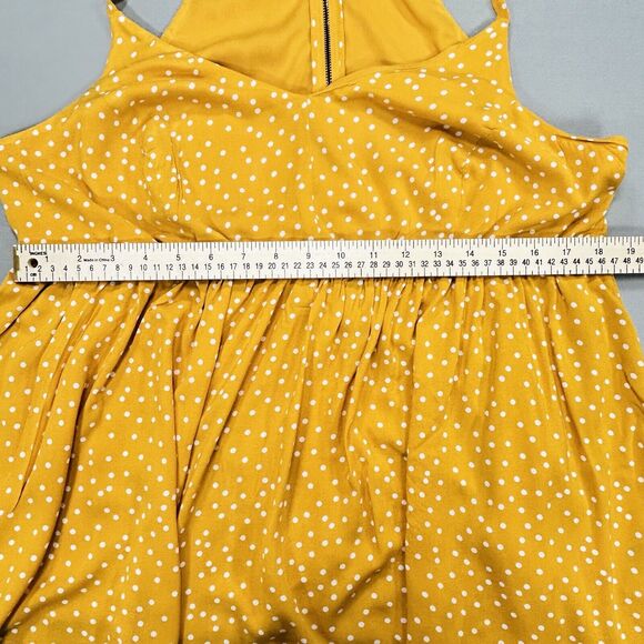 Torrid Shirt Top Women's 1 1X Mustard Yellow Boho Cottagecore Polka Dot Zip Cami - Picture 5 of 14
